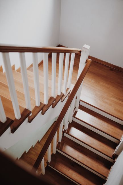 Timber staircase with solid treads and a simple balustrade